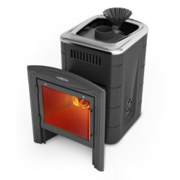 Дровяная печь для бани TMF Гейзер Мини 2016 Carbon Витра ЗК ТО антрацит